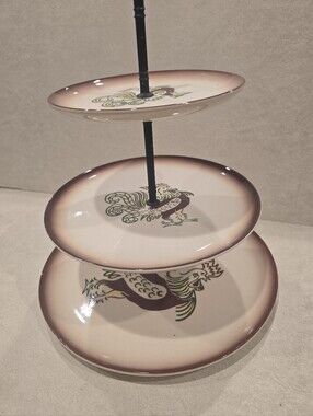 Brock of California Three Tiered Chanticleer Rooster Serving Stand